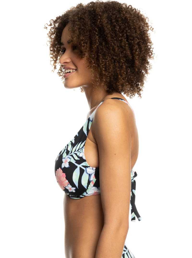 Roxy Printed Beach Classics D-Cup Bikini Top Anthracite Easy Breezy S | CADUM-6492