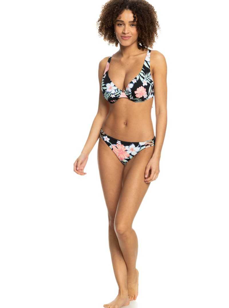 Roxy Printed Beach Classics D-Cup Bikini Top Anthracite Easy Breezy S | CADUM-6492