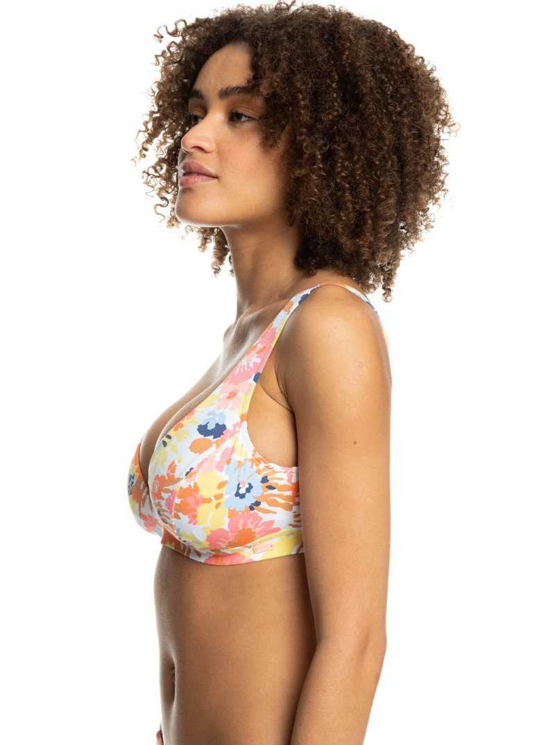 Roxy Printed Beach Classics D-Cup Underwired Bikini Top Bright White Floral Escape S | DTUMB-5470