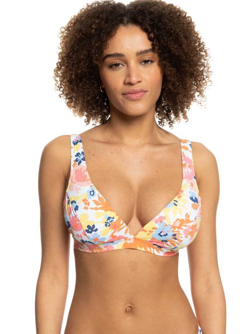 Roxy Printed Beach Classics D-Cup Underwired Bikini Top Bright White Floral Escape S | DTUMB-5470