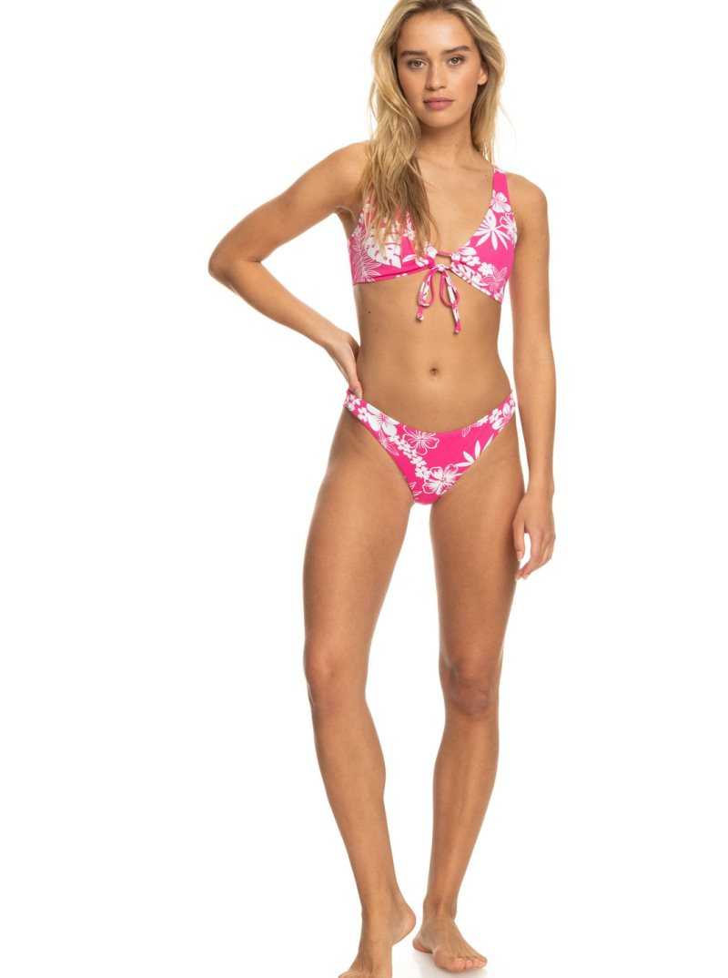 Roxy Printed Beach Classics Elongated Bikini Top Shocking Pink Hello Aloha | DLYZH-0296