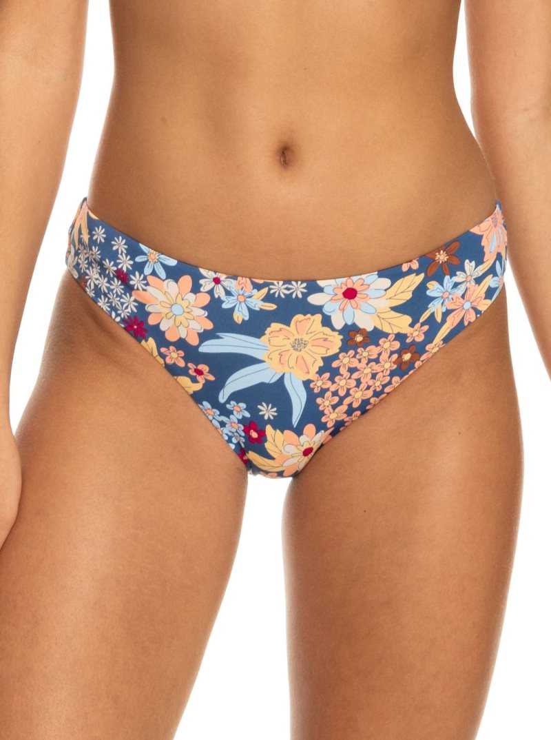 Roxy Printed Beach Classics Hipster 2 Bikini Bottoms Bijou Blue New Tropic Flat | HMKEL-9705