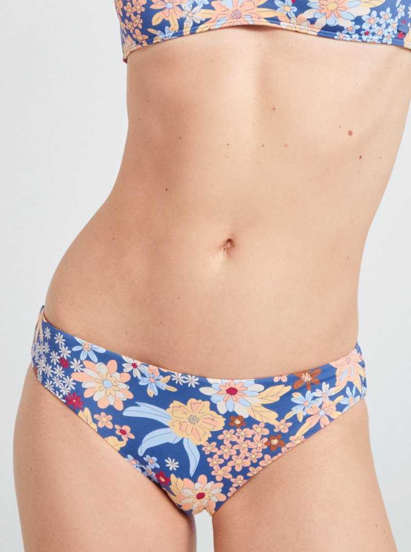 Roxy Printed Beach Classics Hipster 2 Bikini Bottoms Bijou Blue New Tropic Flat | HMKEL-9705