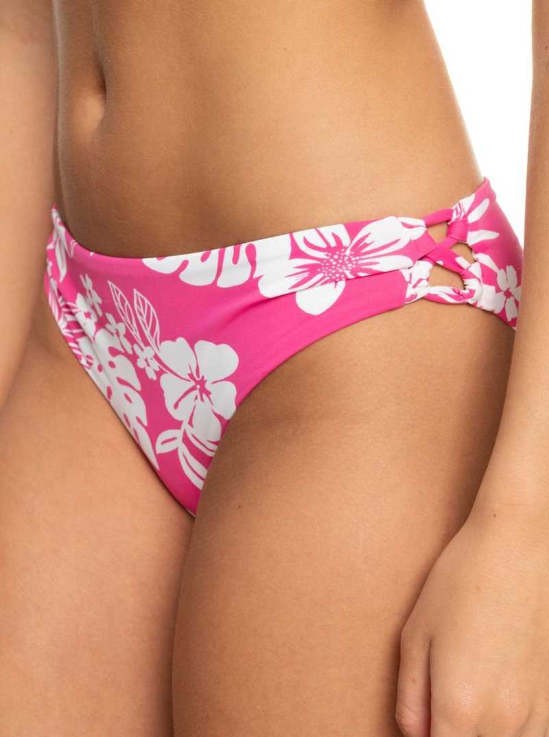 Roxy Printed Beach Classics Hipster Bikini Bottoms Shocking Pink Hello Aloha | ARMDQ-9724