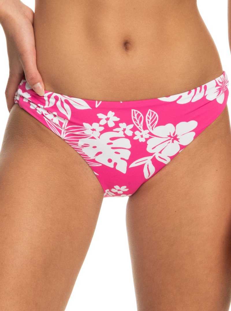 Roxy Printed Beach Classics Hipster Bikini Bottoms Shocking Pink Hello Aloha | ARMDQ-9724