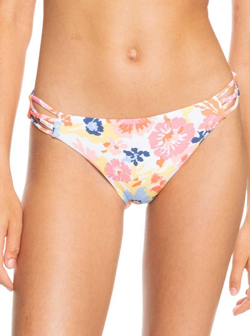 Roxy Printed Beach Classics Hipster Bikini Bottoms Bright White Floral Escape S | GIBDW-1068