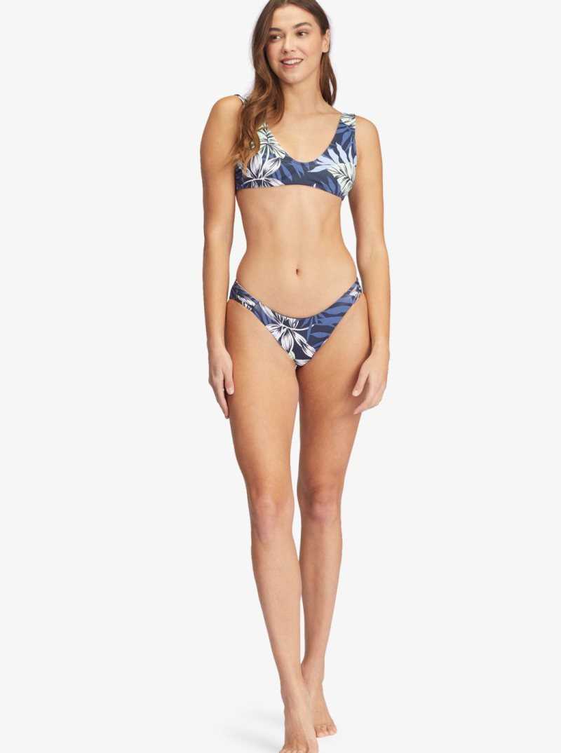 Roxy Printed Beach Classics Hipster Bikini Bottoms Mood Indigo Seaside Tropics | IQKAP-3654