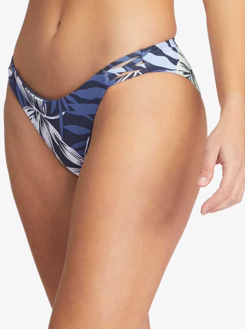 Roxy Printed Beach Classics Hipster Bikini Bottoms Mood Indigo Seaside Tropics | IQKAP-3654