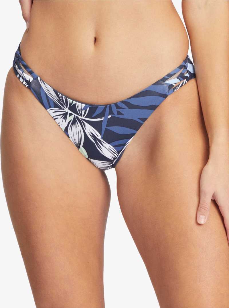 Roxy Printed Beach Classics Hipster Bikini Bottoms Mood Indigo Seaside Tropics | IQKAP-3654