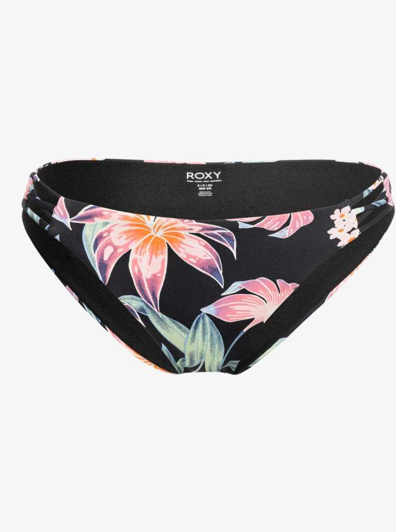 Roxy Printed Beach Classics Hipster Bikini Bottoms Anthracite Paradise Found S | XGPFT-7541