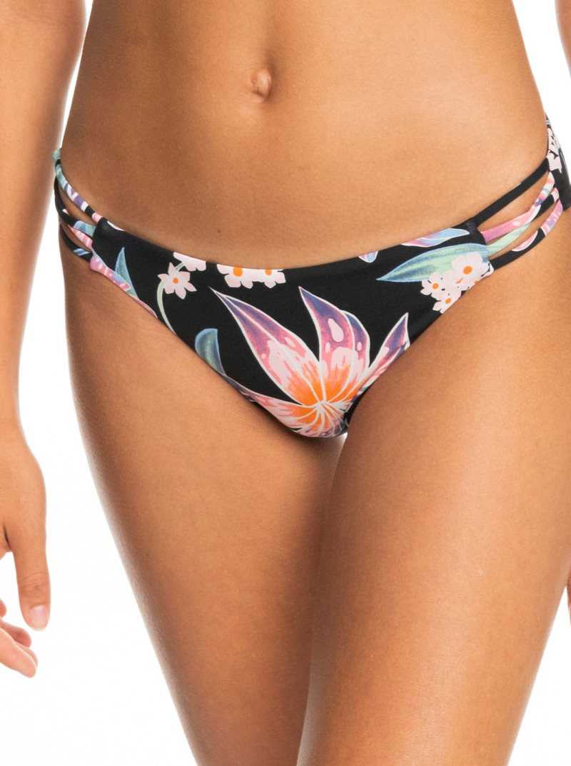 Roxy Printed Beach Classics Hipster Bikini Bottoms Anthracite Paradise Found S | XGPFT-7541