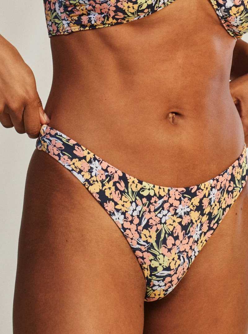 Roxy Printed Beach Classics Mini Bikini Bottoms Mood Indigo Ditsy Love | RCKSB-0764