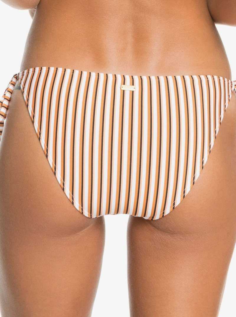 Roxy Printed Beach Classics Moderate Bikini Bottoms Golden Ochre Mony Stripes S | EKBGL-1438