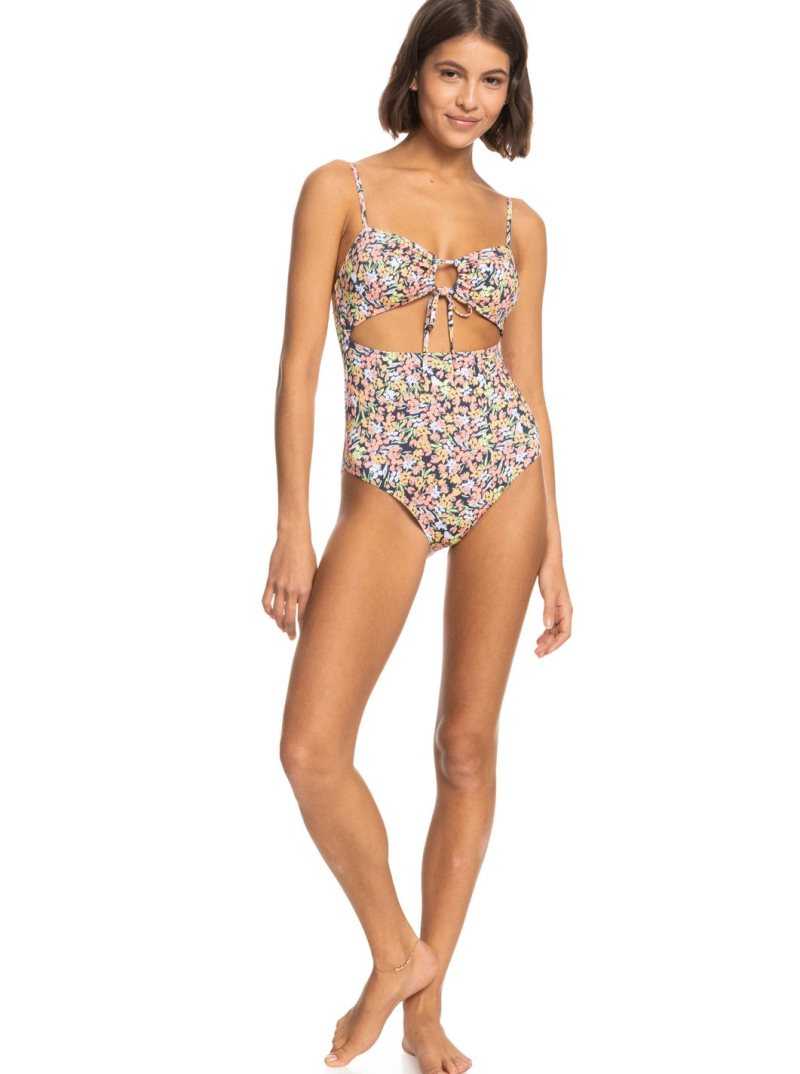 Roxy Printed Beach Classics One-Piece Swimsuit Mood Indigo Ditsy Love | JFXSP-5071