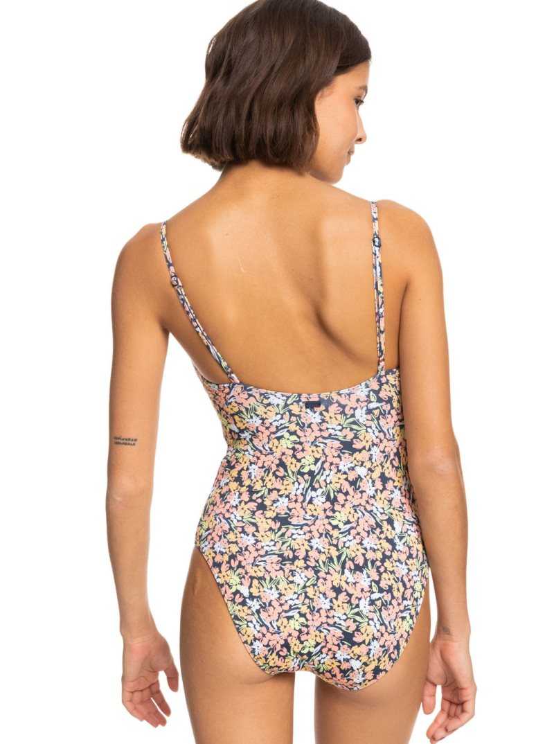 Roxy Printed Beach Classics One-Piece Swimsuit Mood Indigo Ditsy Love | JFXSP-5071