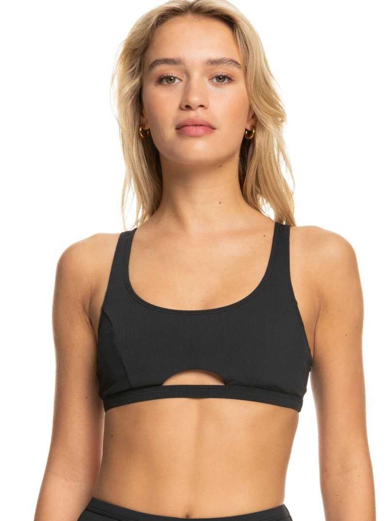 Roxy Pro The Tilt Shift Bra Bikini Top Anthracite | AUSGJ-6204