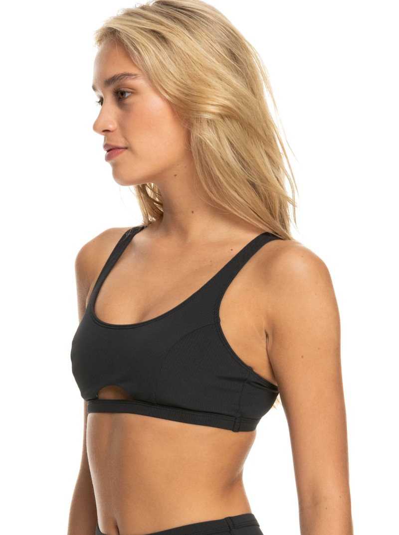 Roxy Pro The Tilt Shift Bra Bikini Top Anthracite | AUSGJ-6204