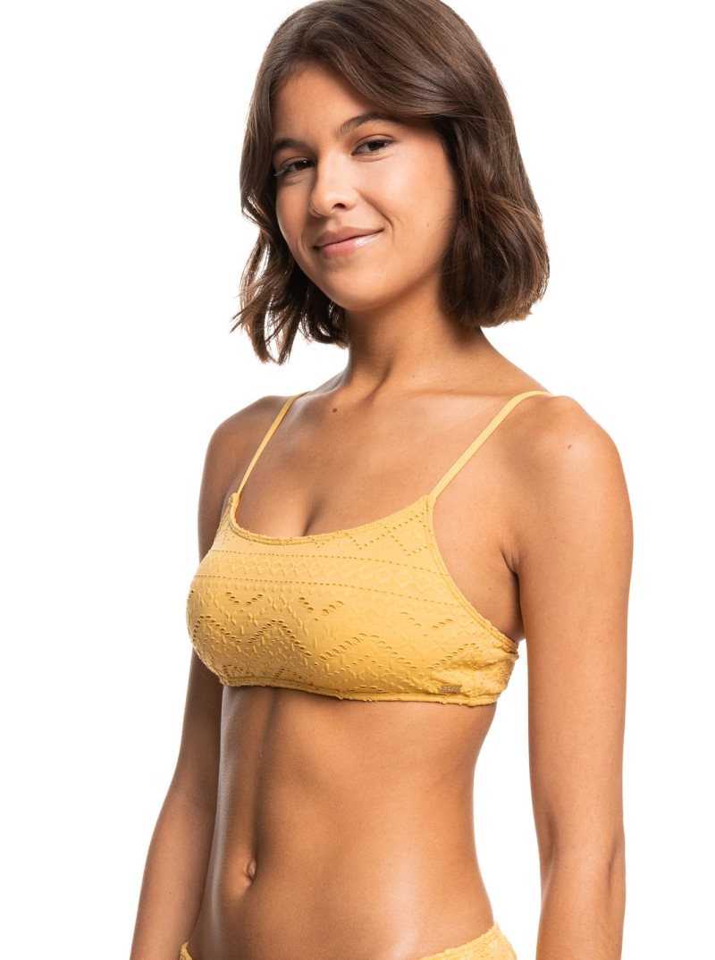 Roxy Quiet Beauty Bralette Bikini Top Ochre | GTOEU-3867