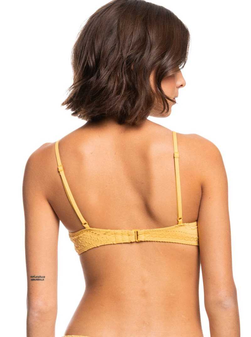 Roxy Quiet Beauty Bralette Bikini Top Ochre | GTOEU-3867