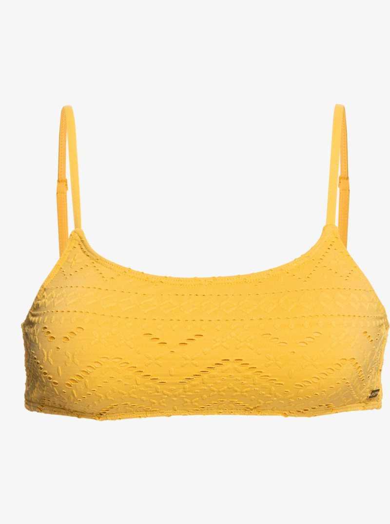 Roxy Quiet Beauty Bralette Bikini Top Ochre | GTOEU-3867