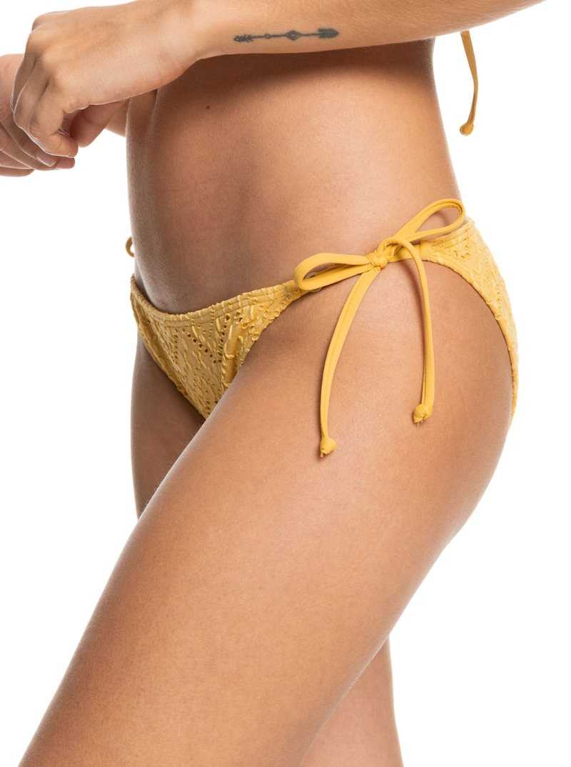 Roxy Quiet Beauty Tie Side Bikini Bottoms Ochre | GPWRT-7986