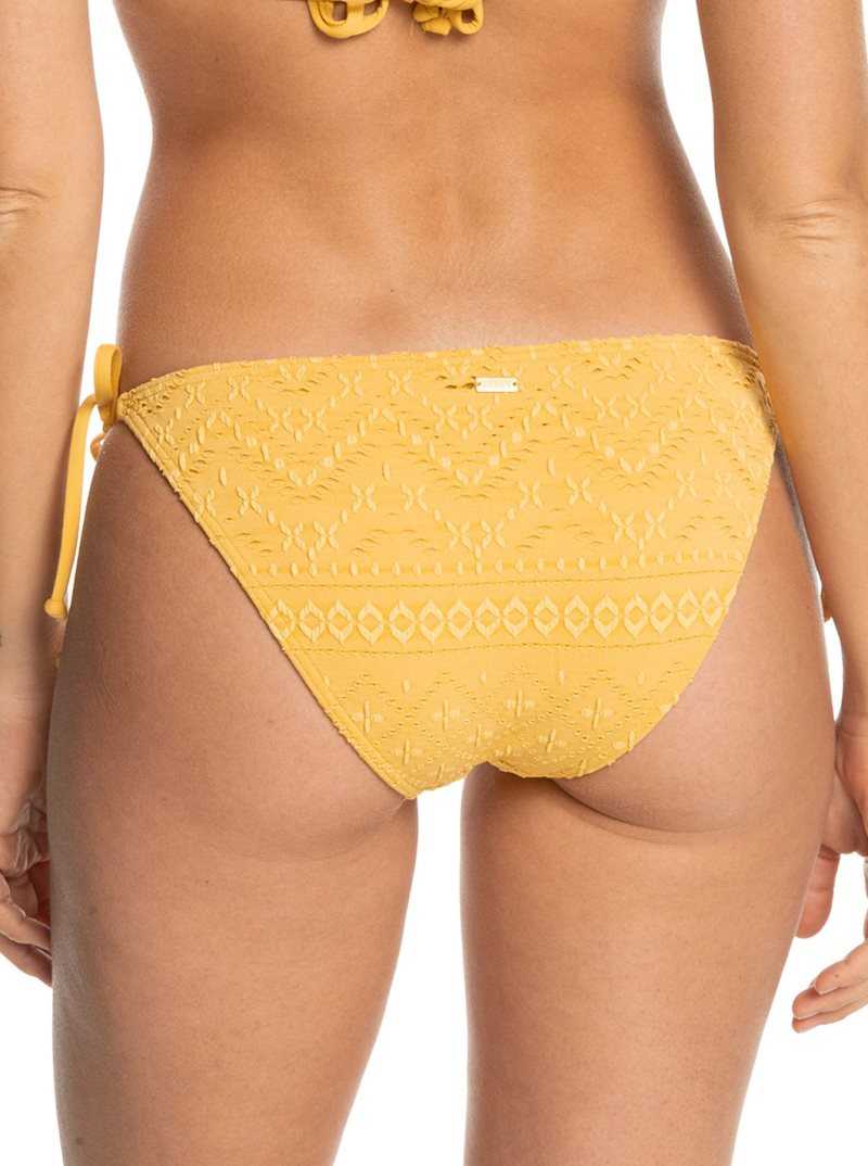 Roxy Quiet Beauty Tie Side Bikini Bottoms Ochre | GPWRT-7986