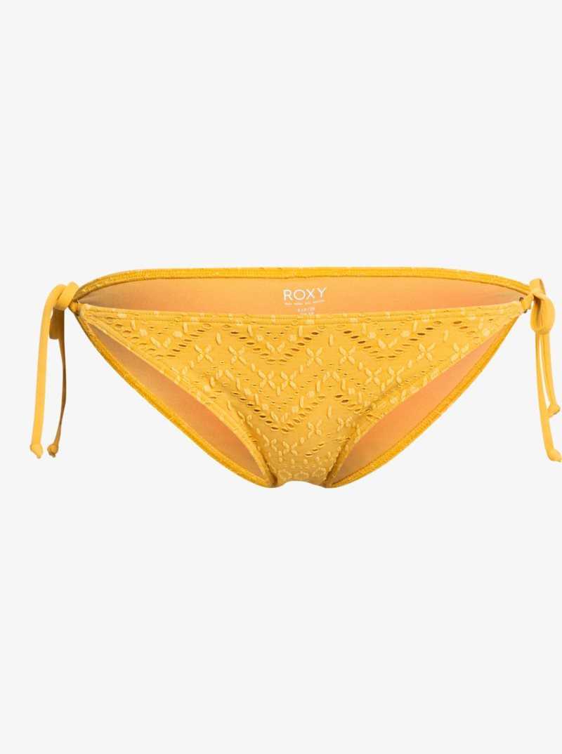 Roxy Quiet Beauty Tie Side Bikini Bottoms Ochre | GPWRT-7986