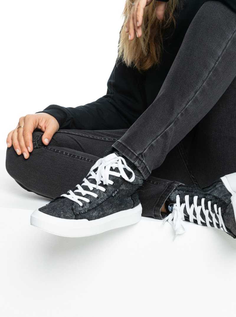 Roxy Rae Mid-Top Shoes Black | YHKPO-0584