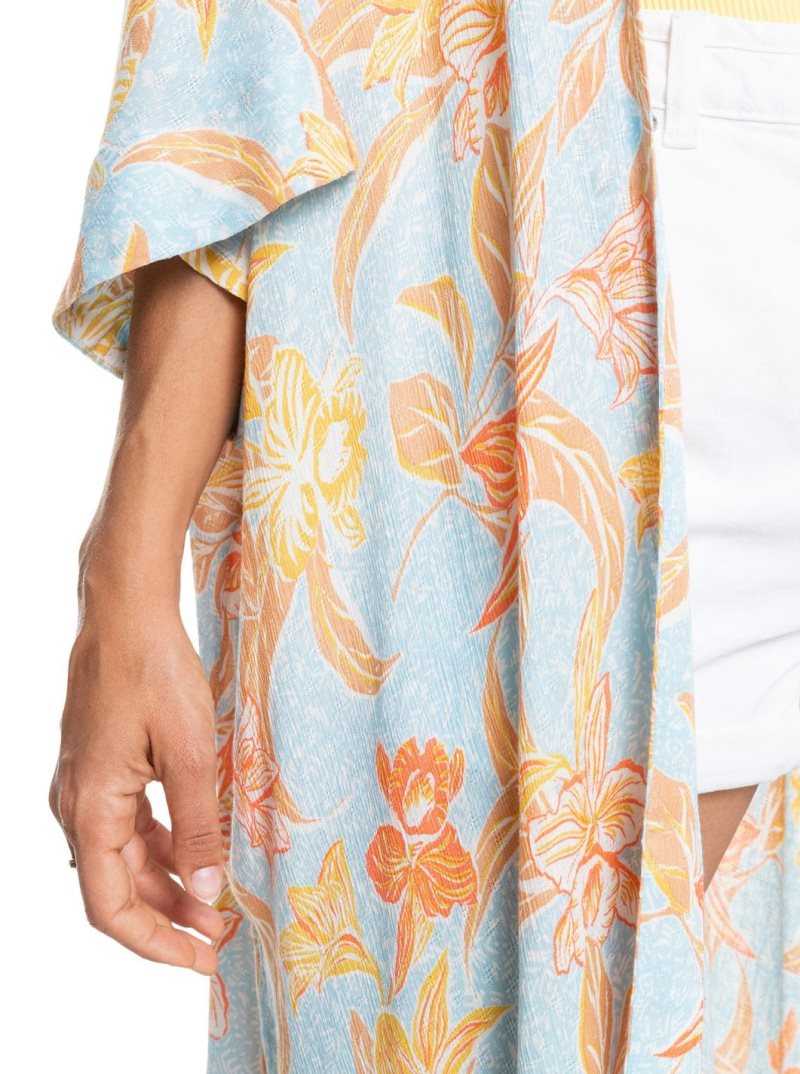 Roxy Rebel Sun Kimono Cool Blue Island Time | GOWDB-6173