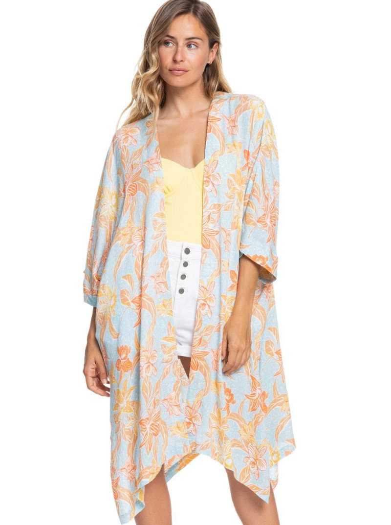 Roxy Rebel Sun Kimono Cool Blue Island Time | GOWDB-6173