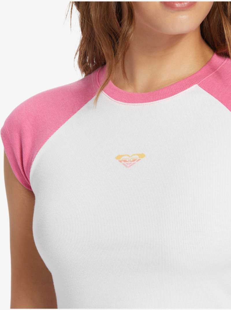 Roxy Retro Cropped Raglan Sleeve Baby T-shirt Shocking Pink | CIBAG-0271