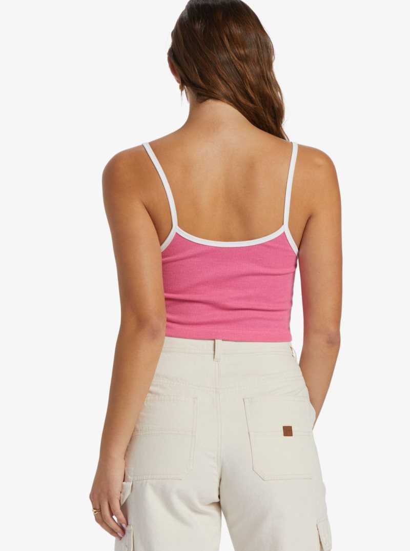 Roxy Retro Cropped Strappy Tank Shocking Pink | IWNYU-4196