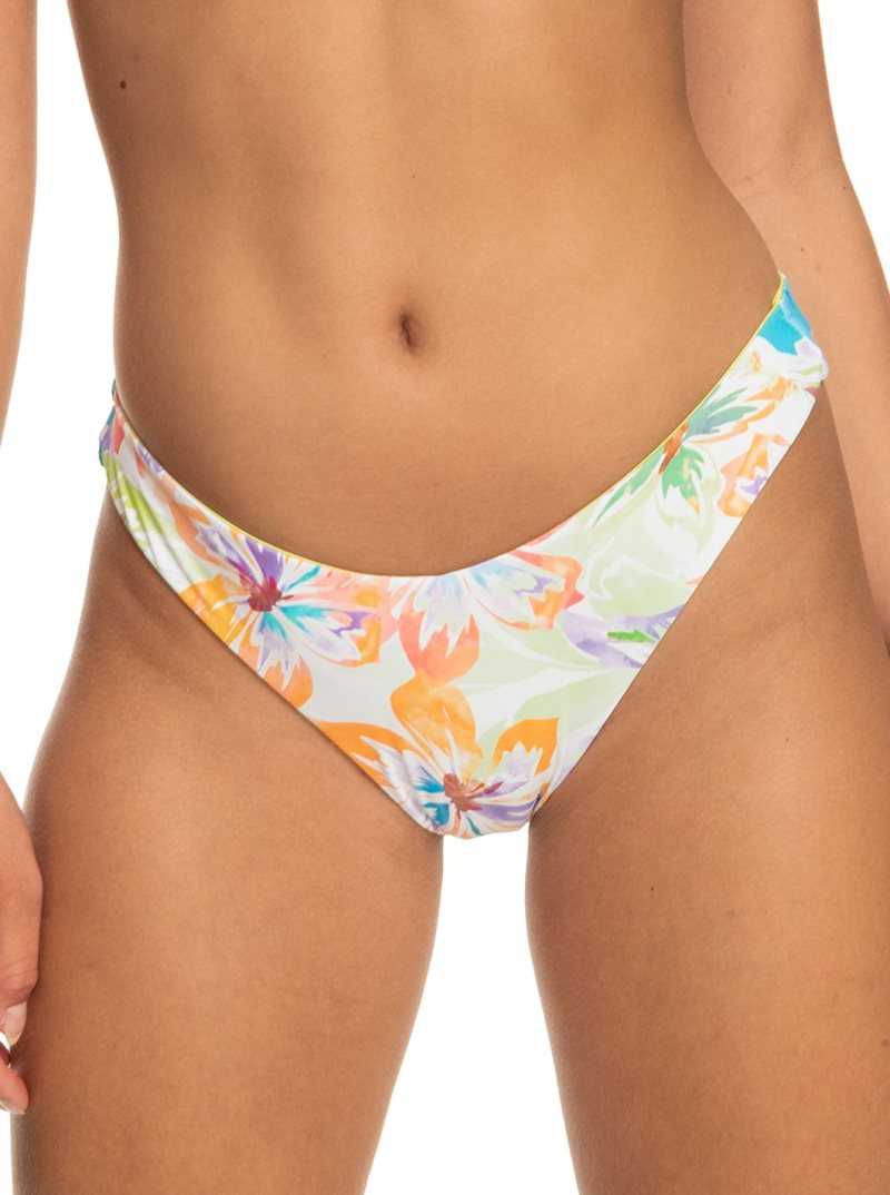 Roxy Retro Reversible Cheeky Bikini Bottoms Snow White Pualani Combo | GKNFU-9136