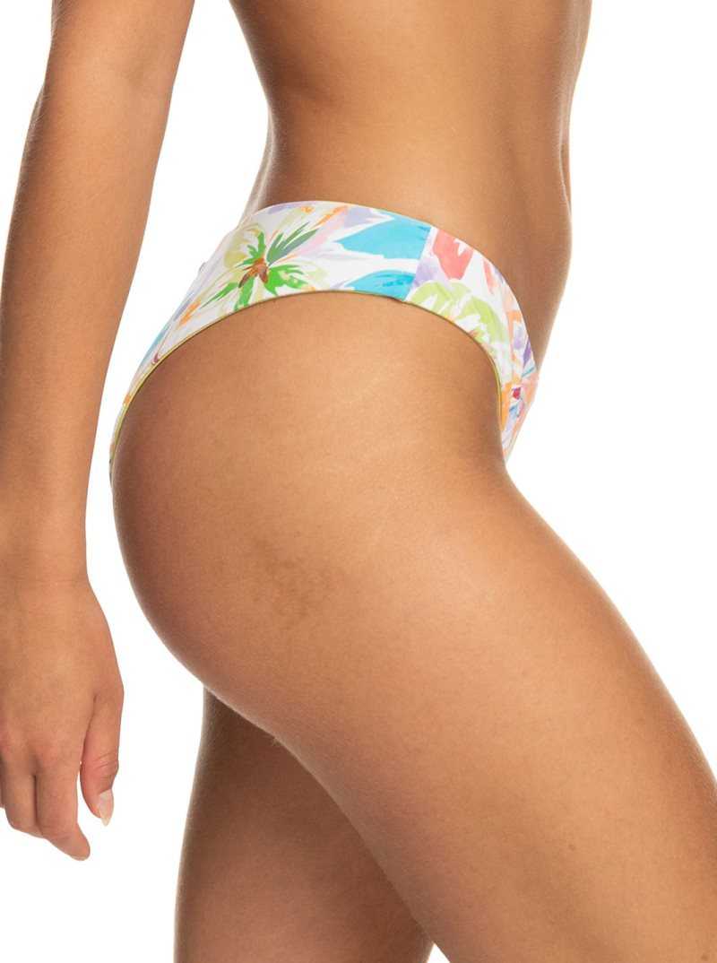 Roxy Retro Reversible Cheeky Bikini Bottoms Snow White Pualani Combo | GKNFU-9136