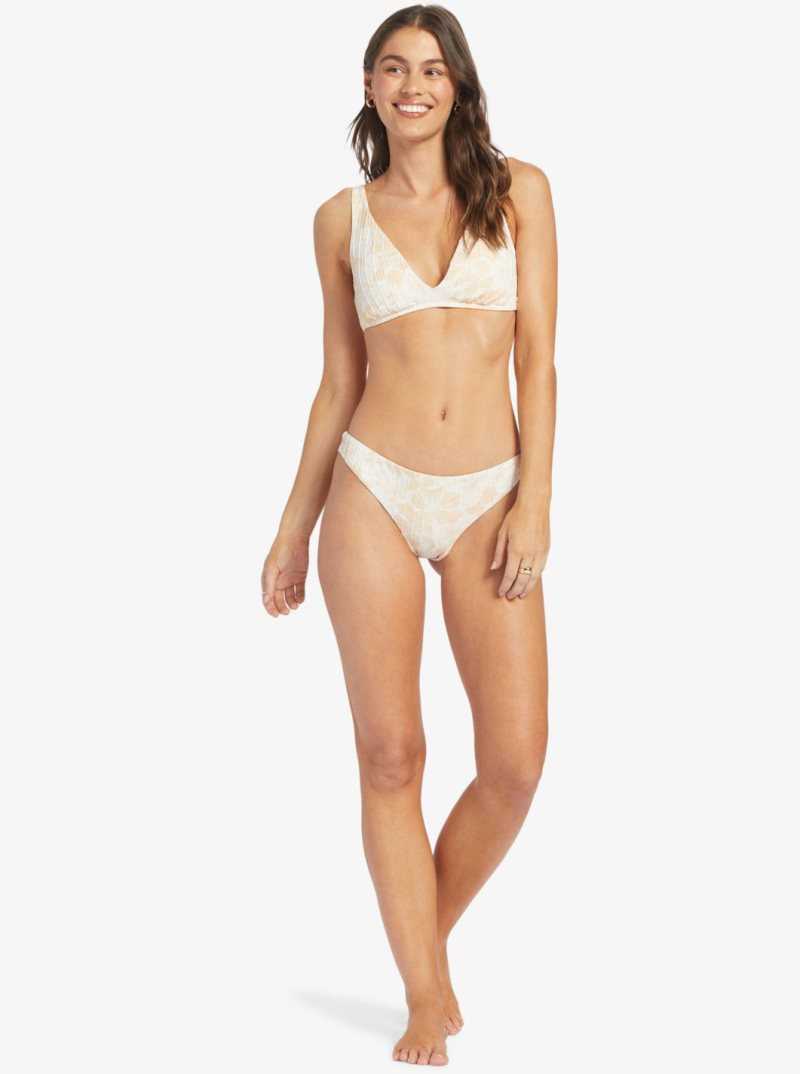 Roxy Rib Love The Oceana V Bikini Top Tapioca Crazy Hibiscus | WIYNB-7908