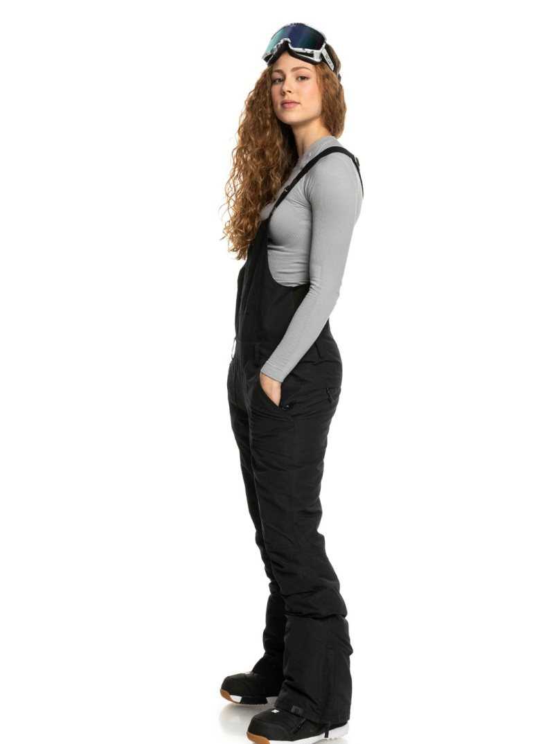 Roxy Rideout Insulated Snow Bib Pants True Black | DLXNI-1492