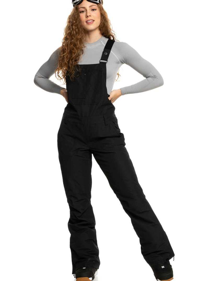 Roxy Rideout Insulated Snow Bib Pants True Black | DLXNI-1492