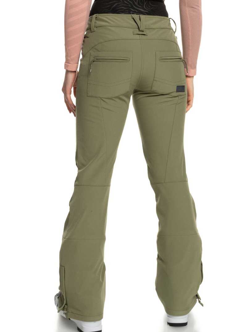 Roxy Rising High Shell Snow Pants Deep Lichen Green | OKGDV-2951