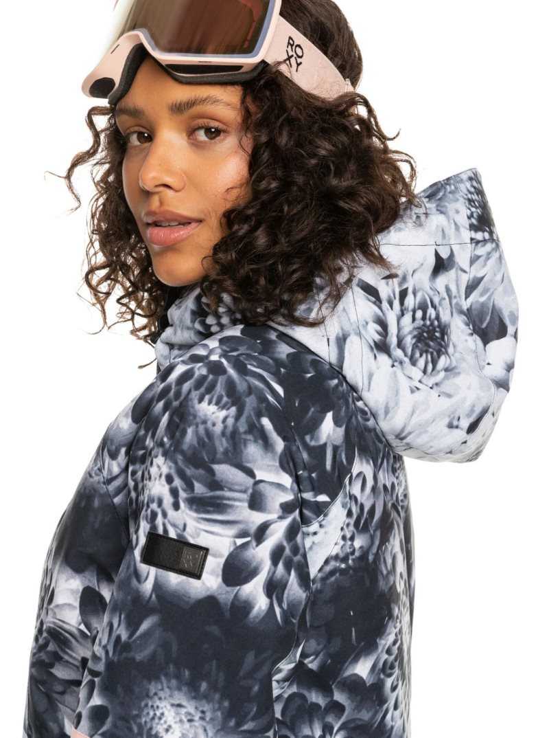 Roxy Ritual Insulated Snow Jacket True Black Future Flower | MYOVZ-1823