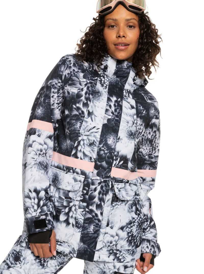 Roxy Ritual Insulated Snow Jacket True Black Future Flower | MYOVZ-1823