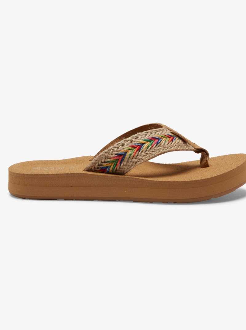 Roxy Rosarito Flip-Flops Tan | QRUOT-1836