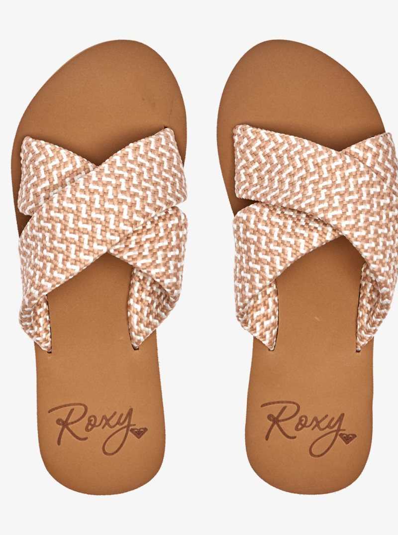 Roxy Roselani Sandals White/Khaki | YUORV-6879