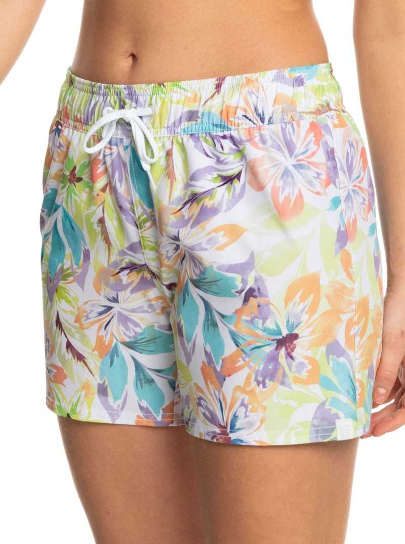 Roxy Sea Printed 5' Boardshorts Snow White Pualani Combo | XEMSP-8325