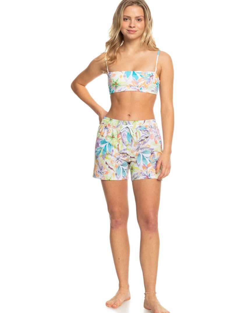 Roxy Sea Printed 5' Boardshorts Snow White Pualani Combo | XEMSP-8325