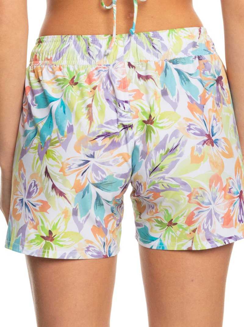 Roxy Sea Printed 5' Boardshorts Snow White Pualani Combo | XEMSP-8325