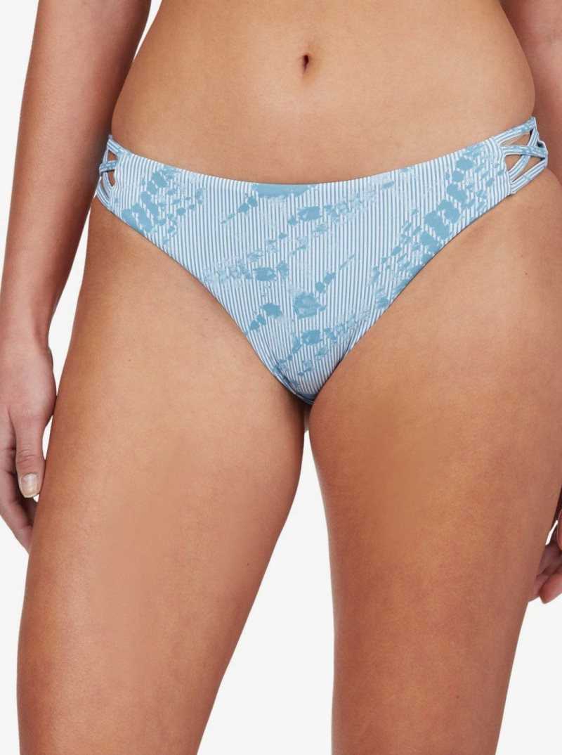 Roxy Sea & Waves Reversible Bikini Bottoms Adriatic Blue Tie Dye Stripe | ZKHWY-5683