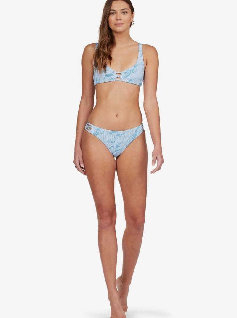 Roxy Sea & Waves Reversible Bikini Bottoms Adriatic Blue Tie Dye Stripe | ZKHWY-5683