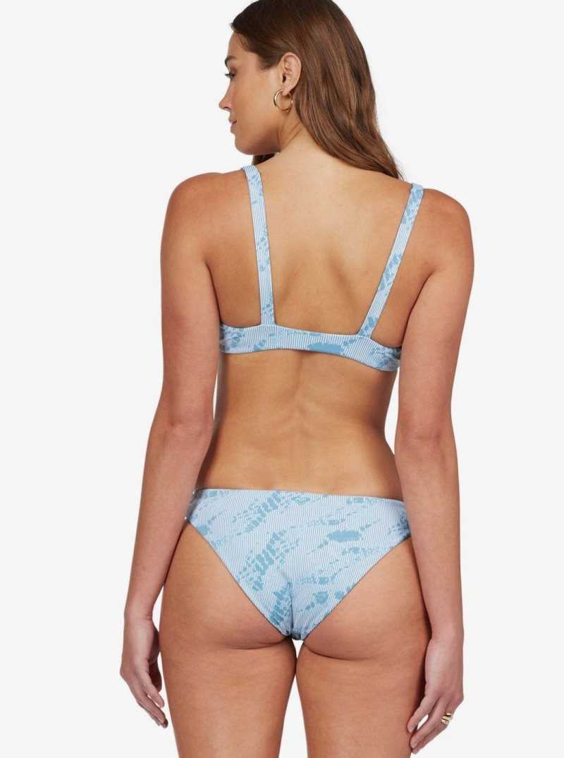 Roxy Sea & Waves Reversible Bikini Bottoms Adriatic Blue Tie Dye Stripe | ZKHWY-5683