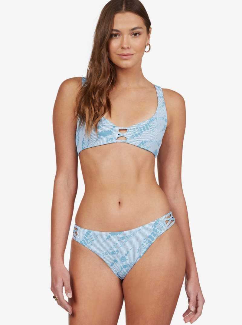 Roxy Sea & Waves Reversible Bikini Bottoms Adriatic Blue Tie Dye Stripe | ZKHWY-5683