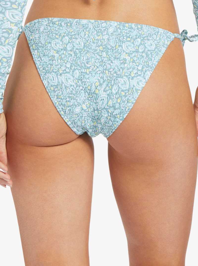 Roxy Seaside Tropics Cheeky Smock Bikini Bottoms Tourmaline Pretty Paisley | VAOYU-6329